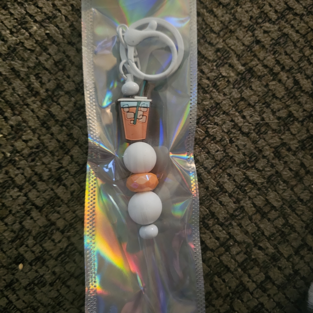 Orange and White Phone Charm Accessory